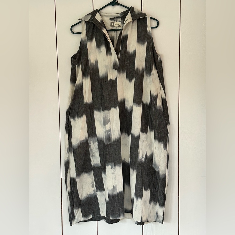 Norbulingka Tibet Sleeveless Parachute Dress Sz M Brush Stroke Print Lagenlook
